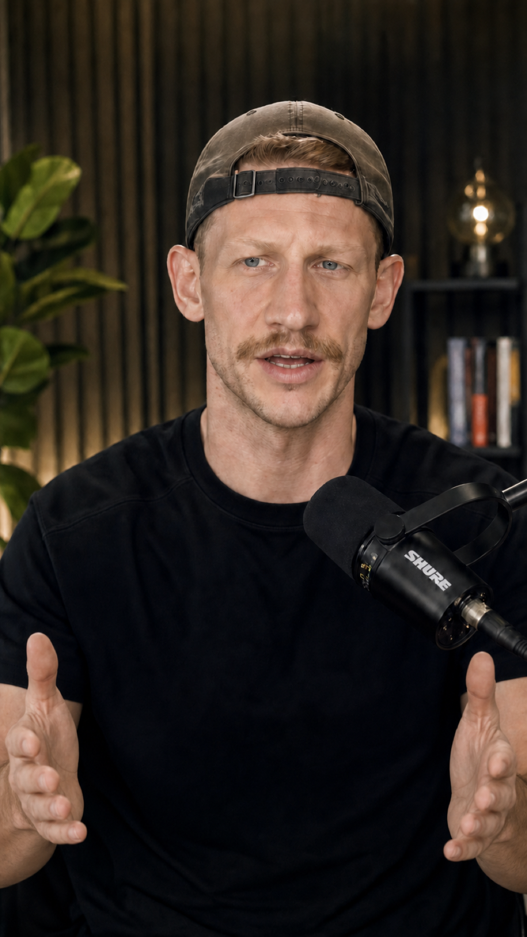 John Peslar holding his hands apart while explaining a point