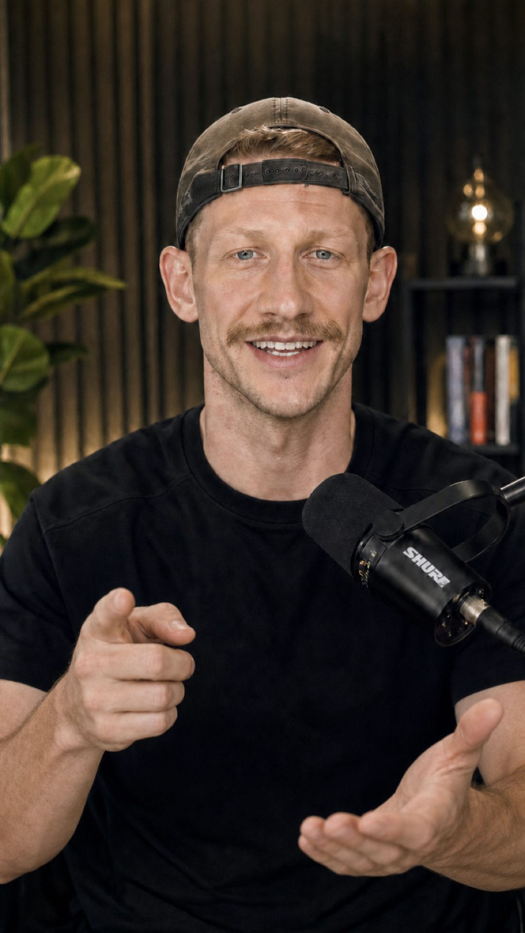 John Peslar smiling and pointing forward
