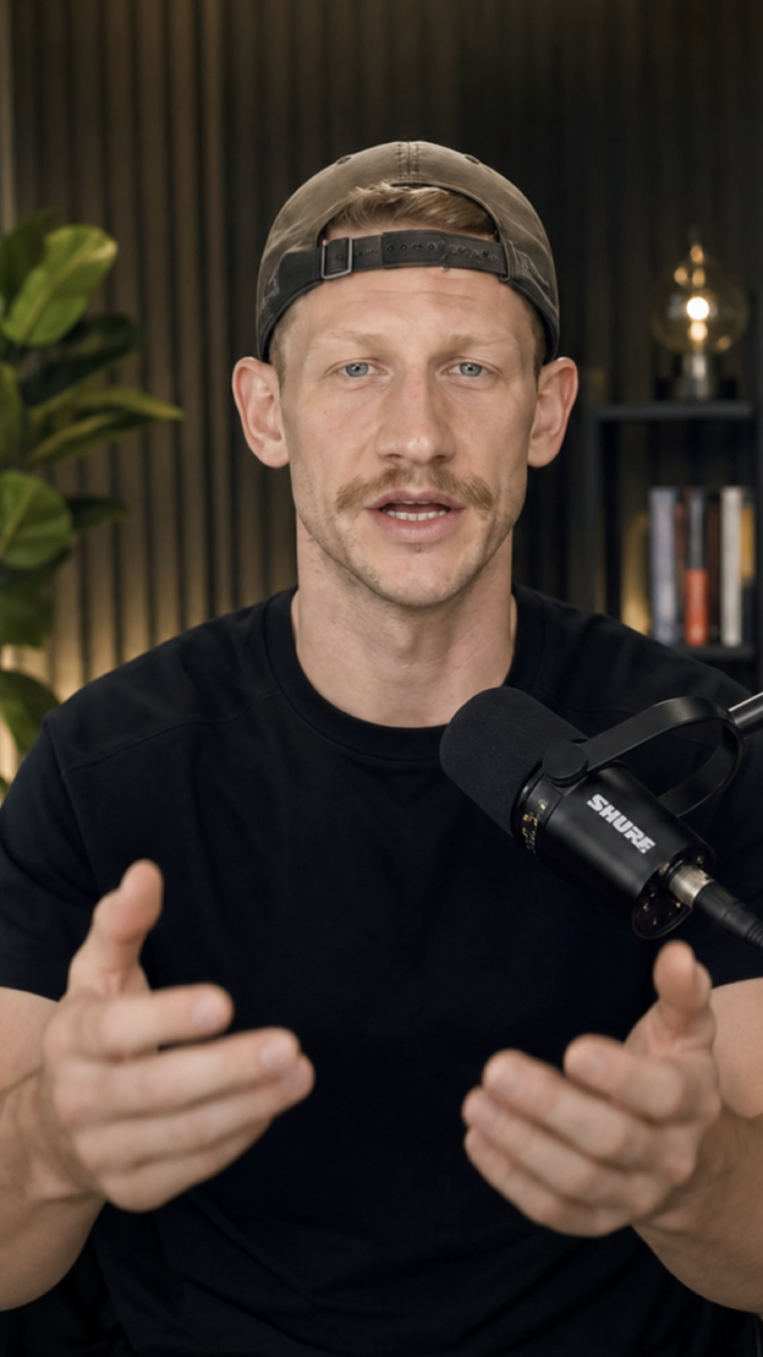 John Peslar speaking into a microphone in the Agent-J+ studio